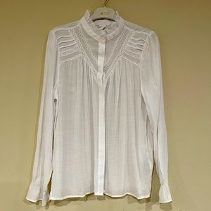 GAP Women’s White Rayon Blend Long Sleeves Button Down Blouse Size M